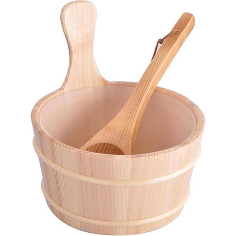 Wooden Sauna Kit, Made From Natural Wood Sauna Set with Wooden Bucket and Ladle Combination Set Essential Sauna Accessory for Spa and Hammam (1/5)
