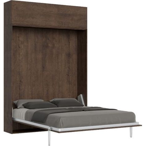 Lit escamotable 120x190 avec 1 meuble haut bois noyer kanto (1/5)
