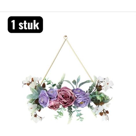 pieza, Sombreros, Ramas decorativas, Ramos secos, Juego de decoración de pared listo para usar, Incluye sistema para colgar, flores moradas (1/5)