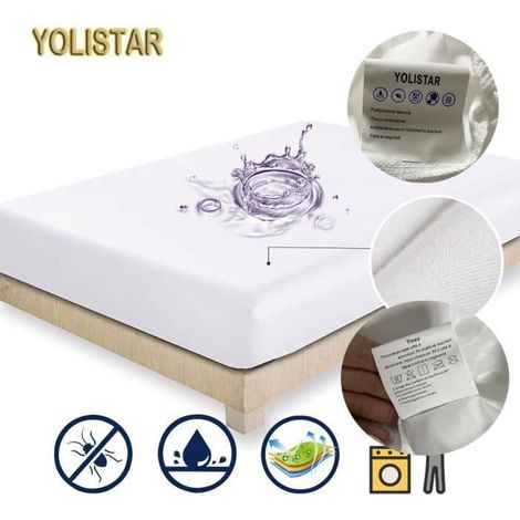 Protège matelas 180x200-30cm Alèse Imperméable et Micro RespiranteSouple et Silencieux (1/4)