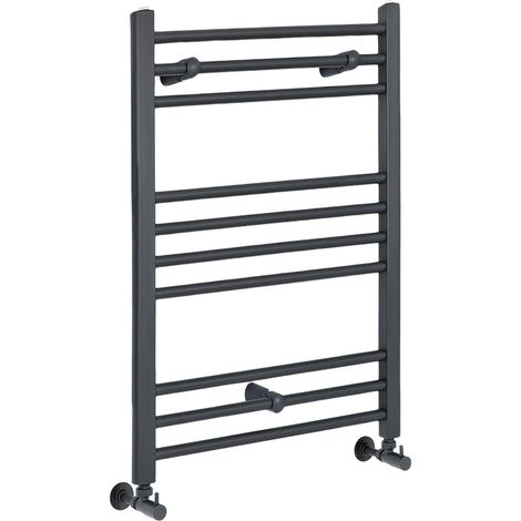 Milano Artle Anthracite Straight Bar Heated Towel Rail Radiator - 800mm x 500mm (1/4)