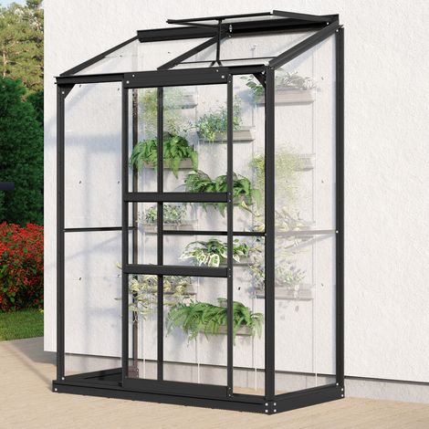 Vitavia Anlehn-Gewächshaus "Styx 900", schwarz, 0,9 m², 3 mm ESG (1/3)