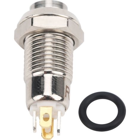 Interrupteur à bouton-poussoir momentané 8 mm étanche avec voyant lumineux 3 V blanc