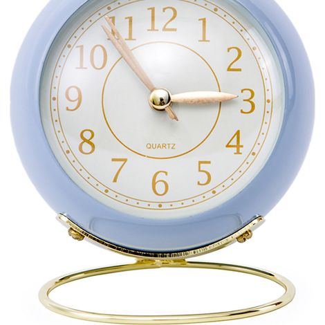 Horloge en métal de style européen, réveil électronique silencieux et créatif pour enfants, design simple pour le salon, la chambre et les étudiants, horloge à quartz lumineuse, violette. (1/5)
