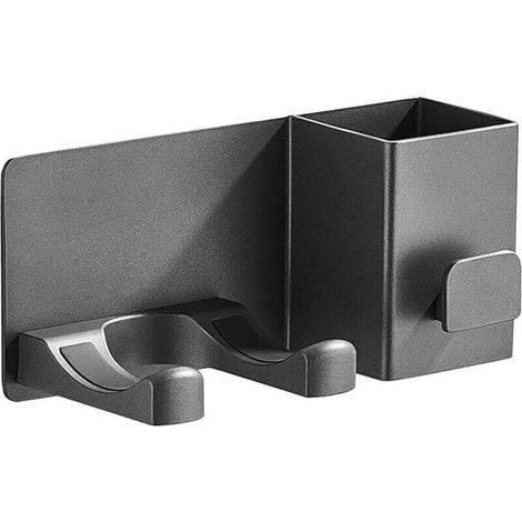 Support pour sèche-cheveux, support non perforé pour sèche-cheveux avec range-câbles, support auto-adhésif en aluminium pour sèche-cheveux et lisseurs 219.58.3cm (1/4)