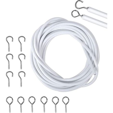 5M Crochet Rideau, Rideau Caravane, Cordon de Rideau Blanc, Kits de Cordon de Rideau, Tringle à Rideau de Douche (1/5)
