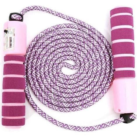 Cordes à Sauter - La Poignée Souple pour Enfant - Compteur intégré - Réglable - Violet (1/4)