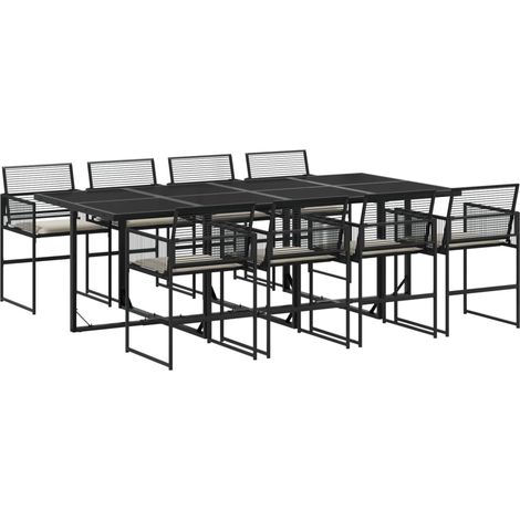 Maison Exclusive - 9-tlg. Garten-Essgruppe mit Kissen Schwarz Pol