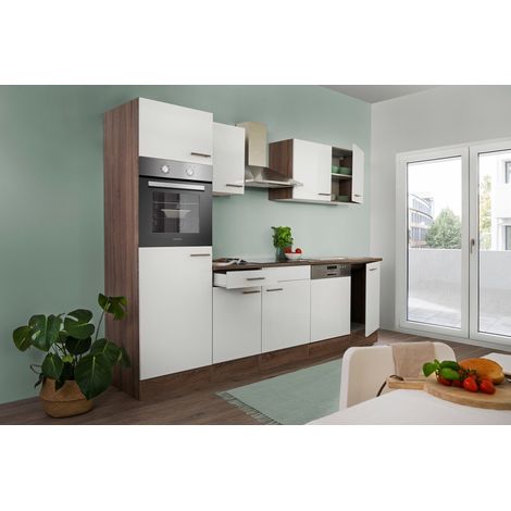 Cuisine Kitchenette bloc cuisine intégrée Chêne York Blanc Oliver 280 cm Respekta