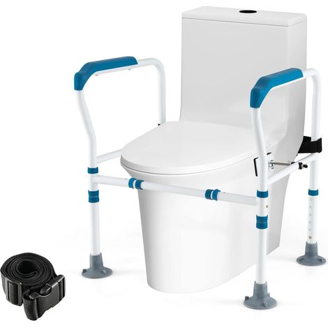 COSTWAY Aufstehhilfe Toilette, 6-fach höhenverstellbar bis 136kg mit rutschfesten Füßen für jede Toilette, Toilettenstützgestell für Senioren & Behinderte, WC Stützhilfe mit Haltegriff (1/5)