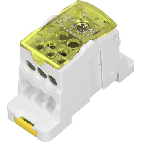 Boîte de distribution rail DIN, bornier électrique universel, connecteur de fil, boîte de jonction 690V 125A, couleur jaune (1/5)