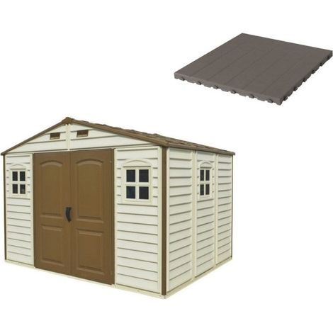 Pavimento per Casetta Box da Giardino 325x240x233 cm in Plastica Grigio