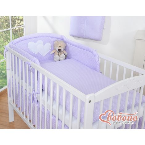 Juego de ropa de cama de 3 piezas 135x100 - Corazones y puntos sobre fondo morado