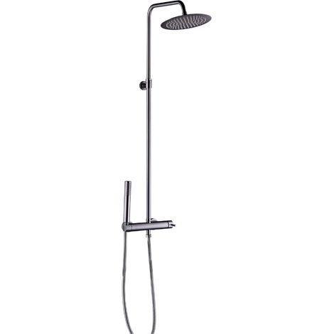Schläfer 131710040  Colonna Doccia PureShower con Miscelatore Colore Grigio Canna di fucile,  Soffione Tondo 25 cm a Pioggia Anticalcare, Altezza Regolabile (1/4)
