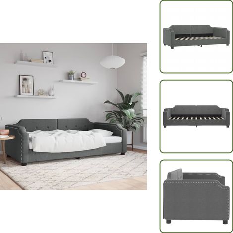 Letto con schienale - vidaXL Letto da Giorno Grigio Scuro 90x190 cm in Tessuto - Letto moderno