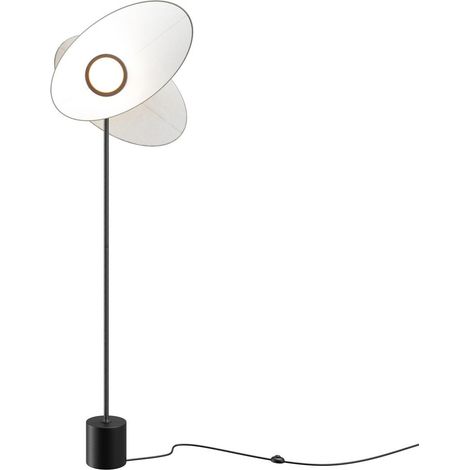 Maytoni Evolution Lampadaire moderne à intensité variable noir 3000 K 350 lm abat-jour blanc