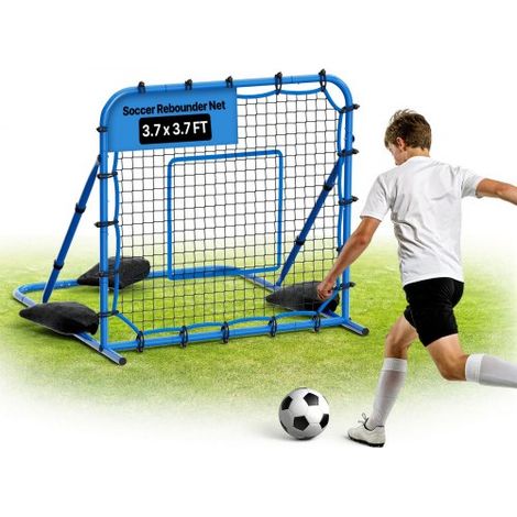 Red de Rebote para Fútbol 1080 x 1090 mm, Rebotador de Fútbol con Ángulo de Cambio Rápido para Control, Estructura de Hierro y Red de PE, Práctica de Pases, para Adolescentes y Adultos, Azul (1/5)