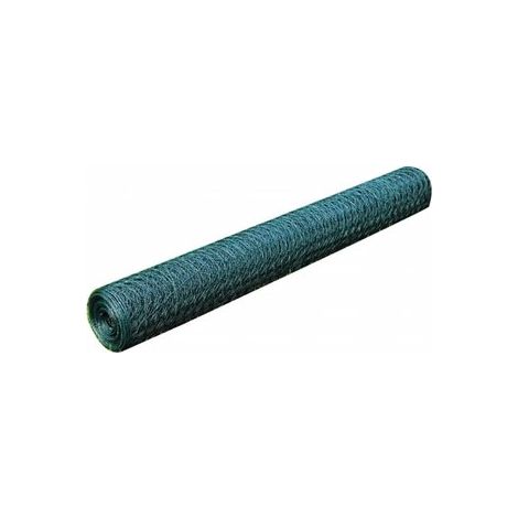 Grillage à poules 25 m, mailles fines 13 mm, hauteur 50 cm, acier revêtu de PVC, pour lapins, volailles et clôture de jardin, vert (1/5)