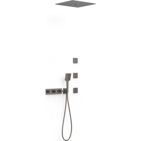 Kit robinet thermostatique encastré 4 voies pour douche B-system Graphite - TRES 30725406GR