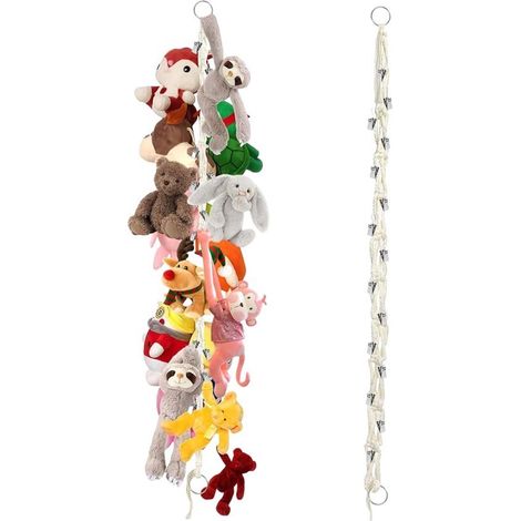 Lot de 2 chaînes de rangement pour jouets avec 20 pinces métalliques, système de suspension décoratif pour chambre, idéal pour suspendre chapeaux, chaussettes et cartes de Noël (1/5)