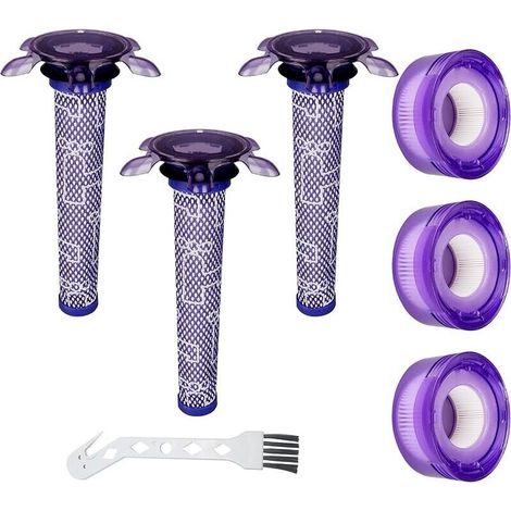 Confezione da 3 filtri V8 per Dyson, di ricambio per V8 Absolute Animal, SV10, SV11, SV25, SV37, 3 filtri HEPA post-motore, 3 prefiltri Star e 1 spazzola per la pulizia, codici articolo 965661-05 e 96 (1/5)