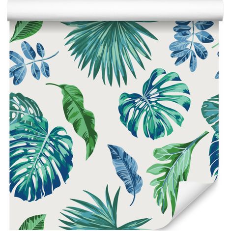 Papel pintado de hojas tropicales coloridas para salón y dormitorio, 50x1000 cm (1/5)
