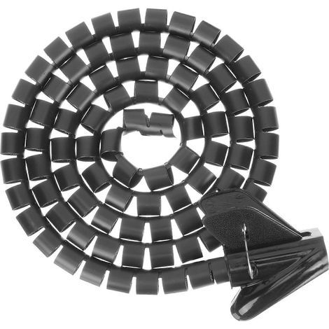 Tuyau de gestion de câbles à enroulement spiralé, gaine flexible pour enroulement de fil, tube enroulé-150x2cm-Black (1/4)