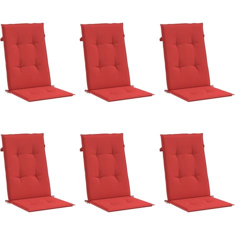 vidaXL Coussins de chaise de jardin dossier haut lot de 6 rouge tissu