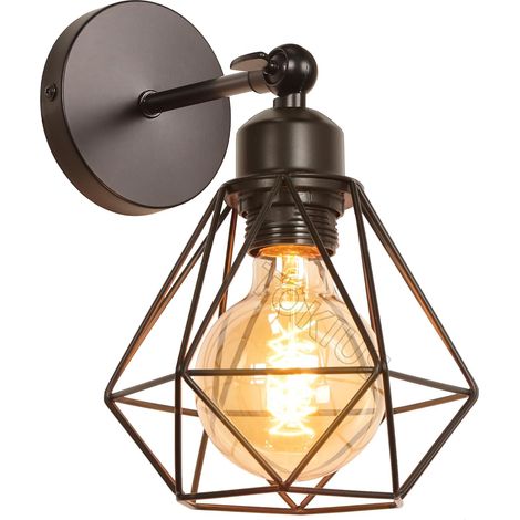 Applique Murale Interieur Vintage Industrielle Plafonnier Luminaire E27 en Métal Lampe Murale Industrielles Rétro Réglable 180° éclairage Mural Cuisine Salon (1pcs) (1/5)