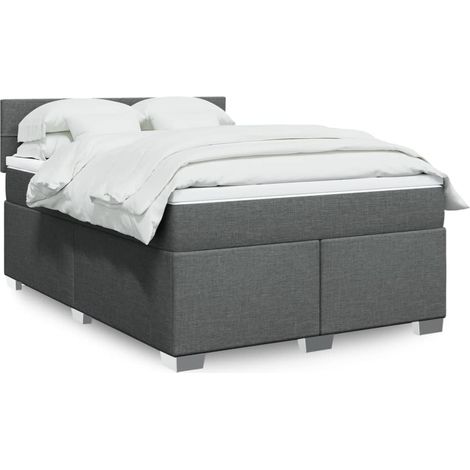 Boxspringbett mit Matratze Dunkelgrau 140x200 cm Stoff