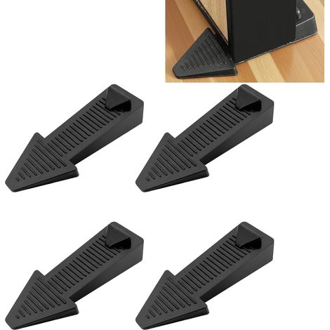 Lot de 4 butoirs de porte en caoutchouc - Noir - Antidérapants en forme de flèche - Hauteur réglable et empilable - Idéal pour les portes
