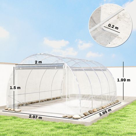 Serre tunnel à volets roulants (3 x 4 x 2 m), structure en acier, bâche en PE anti-UV, transparente (1/5)