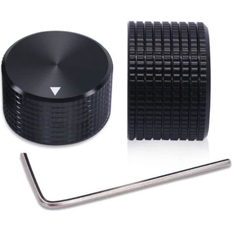2 boutons de potentiomètre de contrôle électronique rotatif en aluminium noir pour arbre de 6 mm de diamètre (1/4)