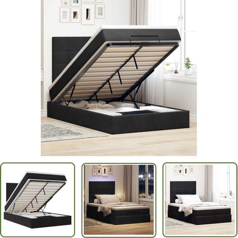 vidaXL Cadre de lit ottoman avec matelas noir 120x200 cm velours (1/5)