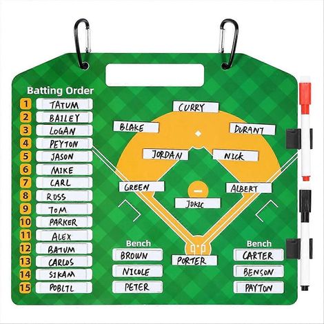 Tableau magnétique pour la composition d'équipe de baseball, tableau effaçable à sec pour entraîneur, tableau réutilisable pour la composition d'équipe de softball pour les bases (1/5)