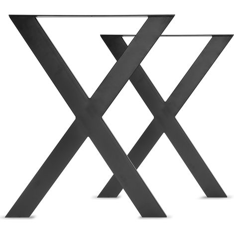 X-SHAPED - Satz mit 2 pulverbeschichteten Tischf��en aus Stahl in X-Form. Schwarze Farbe. H�he vom Boden 71cm