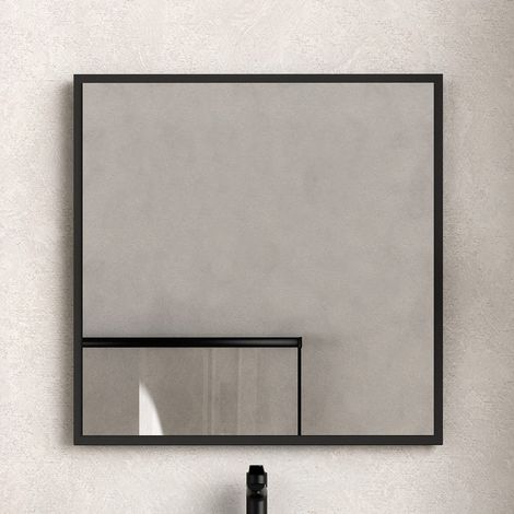 Miroir de Salle de Bain carré avec et sans LED 80 x 80 cm Cadre Noir (1/4)