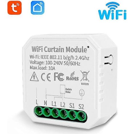 Tuya WIFI Smart Curtain Module Switch APP Remote Control 100-240VAC for Home Voice Control White (1/4)