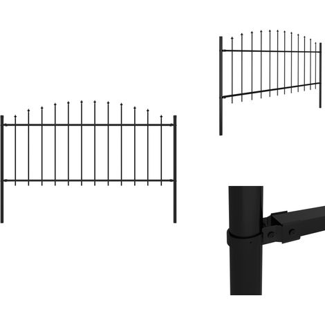 Gartenzaun mit Speerspitzen Stahl (0,5 - 0,75) x 1,7 m Schwarz - Gartenzaun - Stahlezaunt - Metallzaun - Zaunelement - Gartenabgrenzung (1/3)
