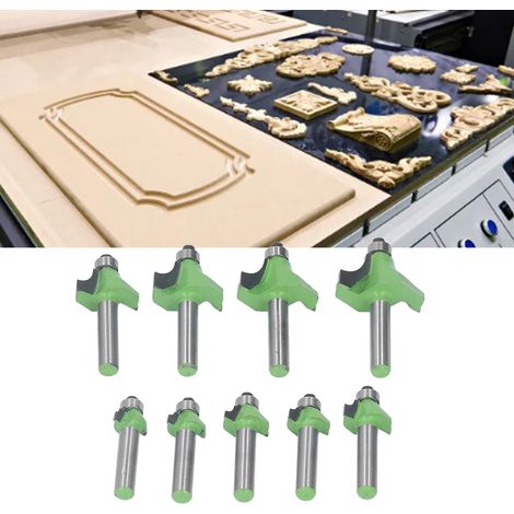 Ensemble de 8 outils de coupe Minzai vert vif, comprenant des pinces coupantes, des coupe-cadres, des fraises à bois et des coupe-bordures (9 pièces). (1/5)