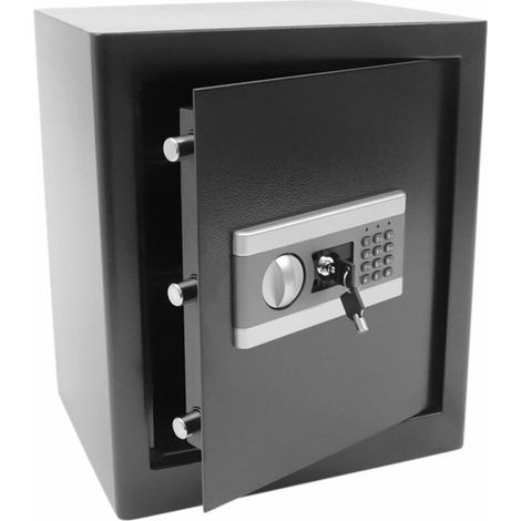 Cassaforte a combinazione da 45 litri, resistente al fuoco e all'acqua, con tripla serratura in acciaio per carte d'identità, documenti A4, laptop, gioielli, contanti, nera