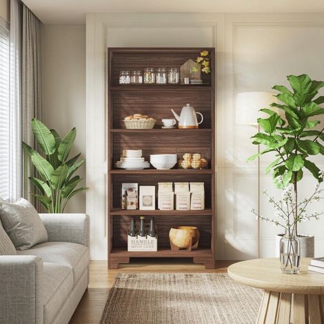 Libreria autoportante 80 x 30 x 180 cm in MDF spesso, marrone DESVIAE (1/5)