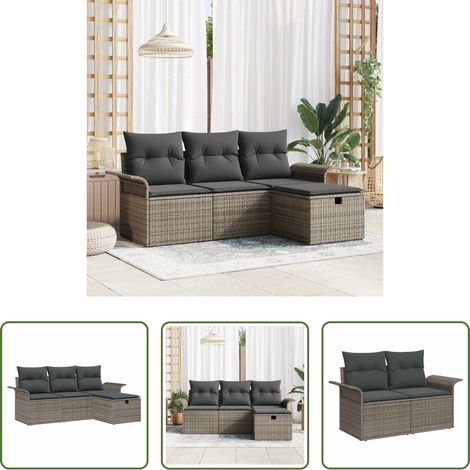 Poly Rattan - Gartensofa-set mit Kissen mit Speicher 4 pcs Poly Rattan (1/5)