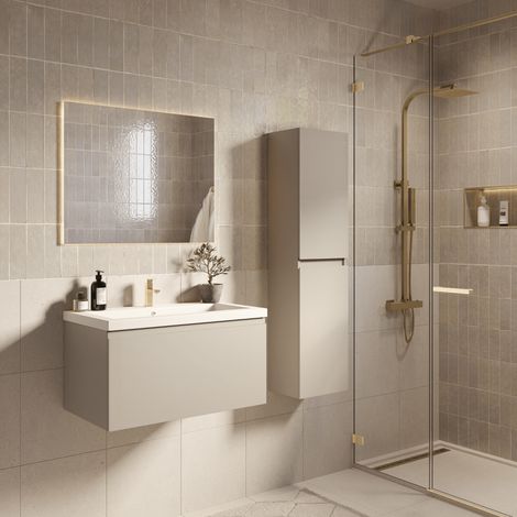 LOMAZOO Ensemble Meuble de Salle de Bain 80cm Greige - Vasque