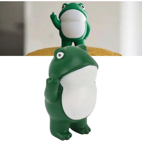 Figurine Frog Statue Décorative Ornement Résine Sculpture Indécente Frog Home Desktop Dimensions 8x6x4cm Color Green Gift Fun Finger Statue Rebellious Frog Decor (1/5)
