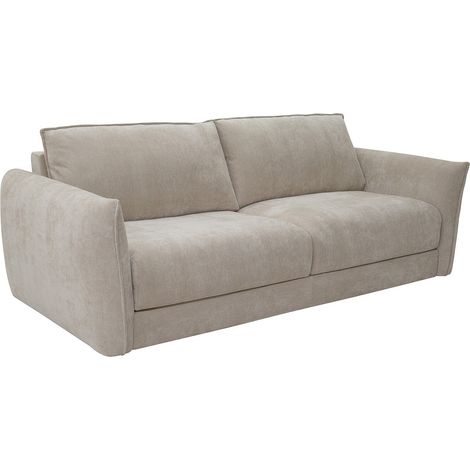 Divano letto 3 posti express in tessuto testurizzato beige Letto 140 cm Materasso 13 cm memory foam - GABRIZA