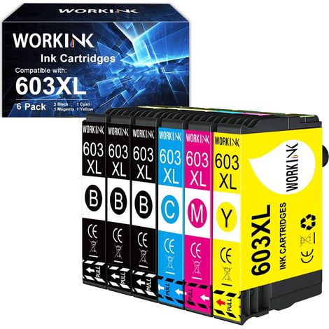 6 cartuchos de tinta para Epson 603XL XP-2100 XP-2105 XP-2150 WF-2810 WF-2822 WF-2820 (1/5)