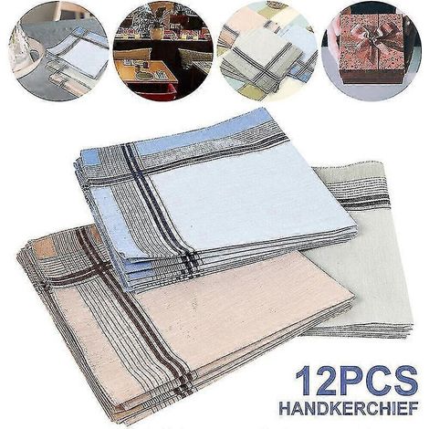12 Herren-Taschentücher, Material: 100 % Baumwolle, Größe: 38 x 38 cm, hohe Qualität