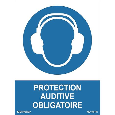 Autocollant Protection auditive 15x20cm. Panneau Vinyle Adhésif d'obligation signaler zones, locaux machines industrielles (1/5)