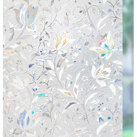 Film adhésif pour vitres, film opaque pour préserver l'intimité, film décoratif 3D, adhésif statique sans colle, protection UV, motif tulipe (1/5)